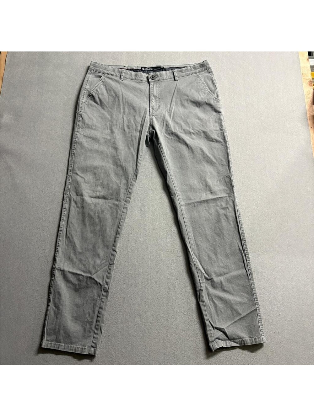 Cultura Chino Pants Mens 36x32 Gray Cotton Blend Stretch Flat Front Casual